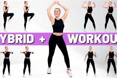 🔥45 MIN HYBRID WORKOUT🔥CARDIO AEROBICS + HIIT + STRENGTH + TURBO WALKING🔥All Standing🔥No..
