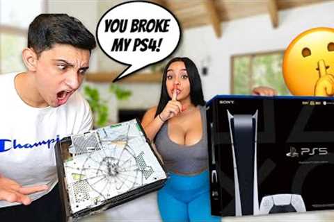 DESTROYING My Boyfriends PS4 &amp; Surprising him with NEW PLAYSTATION 5! (PS5 Unboxing)