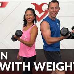 30 Min HIIT Workout with Weights for Fat Loss at Home - No Jumping - No Repeats - with Dumbbells