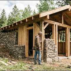 Turning a Grassy Hillside Into a Hidden Wood and Stone Cabin with an Earth Covered Roof  Full Build