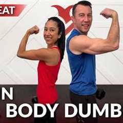 60 Min Full Body Dumbbell Workout - No Repeat at Home Strength Training with Weights for Women..