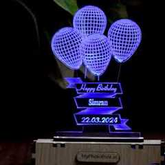 Personalized Balloons Acrylic 3d Illusion Led Lamp |Name Written Gift |Name Gifts | Customized Gifts