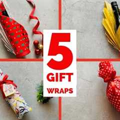 🎄5 Amazing Wine Bottle Gift Wraps | Easy way to Wrap a Bottle | Gift Wrap a Bottle of Wine..
