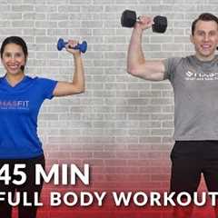 Full Body Workout with Dumbbells - 45 Min Total Body Strength Workout with Weights at Home Training