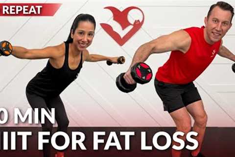 30 Minute HIIT Workout for Fat Loss with Weights & No Jumping - Full Body Dumbbell Workout at..