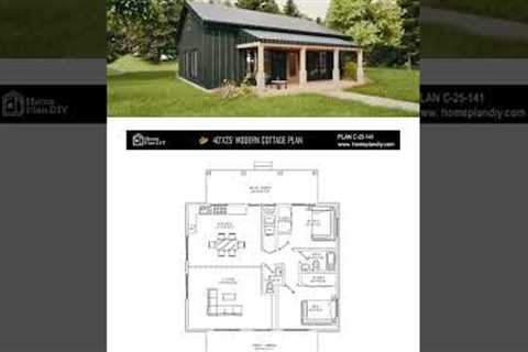 36x30 Tiny House Plans  Modern 2 Bedroom, 2 Bath Cabin Blueprint #floorplan #blueprint #modern