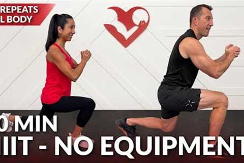 30 Min Cardio HIIT Workout for Fat Loss - No Repeat Bodyweight Workout No Equipment without Weights