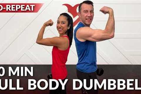 60 Min Full Body Dumbbell Workout - No Repeat at Home Strength Training with Weights for Women..