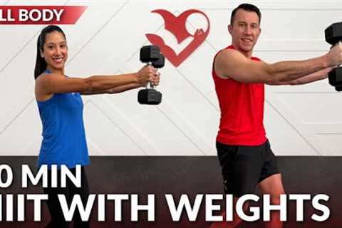 20 Minute HIIT Workout with Weights at Home for Fat Loss - Dumbbell Full Body No Jumping Women..