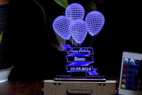 Personalized Balloons Acrylic 3d Illusion Led Lamp |Name Written Gift |Name Gifts | Customized Gifts