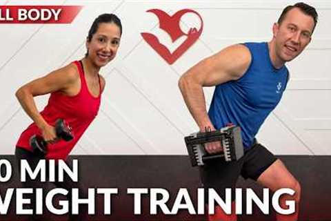 30 Min Weight Training at Home for Weight Loss & Strength - No Repeat Full Body Dumbbell Workout