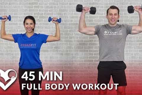 Full Body Workout with Dumbbells - 45 Min Total Body Strength Workout with Weights at Home Training