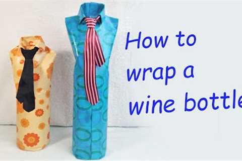 Wrapping a wine bottle | shirt and tie bottle wrap | 如何包裝壹瓶紅酒送禮 #bottlegiftwrapping