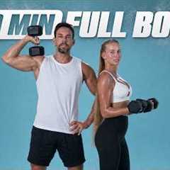50 Min Full Body Dumbbell Workout at Home - Build Muscle & Strength
