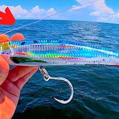 SOLO Fishing *25 Miles* Offshore for AGGRESSIVE Fish with HUGE Stickbaits! *EPIC Bites