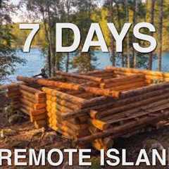 ONE WEEK Building a Log Cabin on My Island! (No Heavy Machinery)