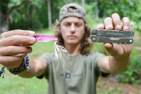 Catching Fish with a Leatherman crafted Wood Fishing Lure