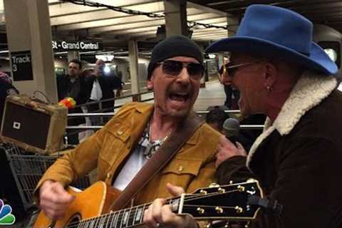 U2 Busks in NYC Subway in Disguise