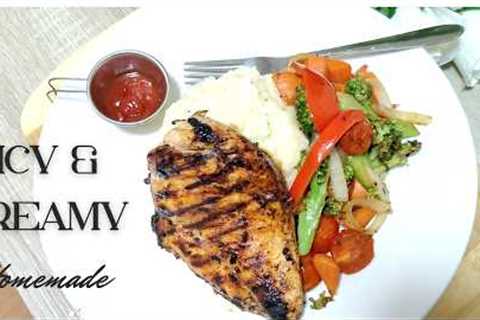 Easy 30 Minute Chicken Dinner Recipe with Mashed Potatoes and Sautéed Vegetables