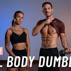 20 MIN FULL BODY DUMBBELL WORKOUT - ALL STANDING - Strength Training At Home (No Repeats)