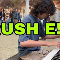 15 year old pianist plays RUSH E in public (the hardest piano song in the world)