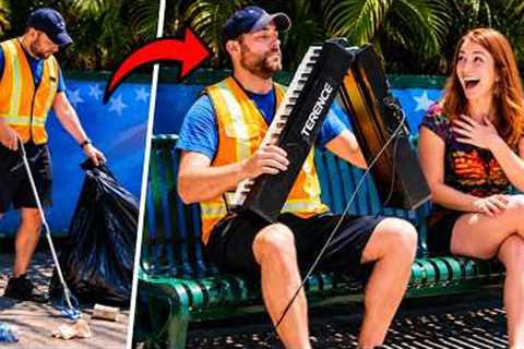 Strangers LAUGH At Garbage Man...Until He Plays CRAZY Piano!
