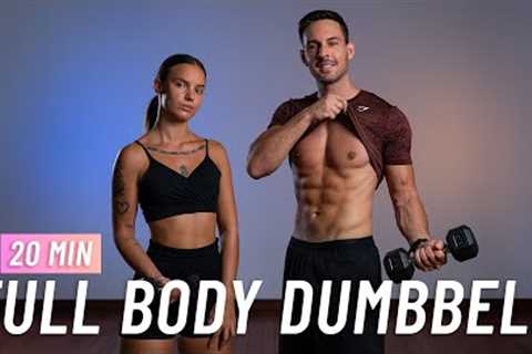 20 MIN FULL BODY DUMBBELL WORKOUT - ALL STANDING - Strength Training At Home (No Repeats)
