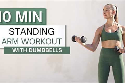 10 min STANDING ARM WORKOUT | With Dumbbells | Zero Planks or Pushups